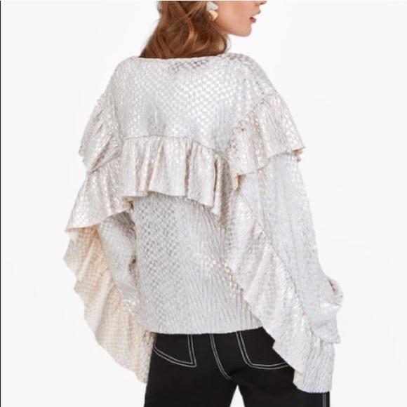 ZARA Metallic Top with Ruffles - Picture 3 of 8